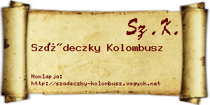 Szádeczky Kolombusz névjegykártya